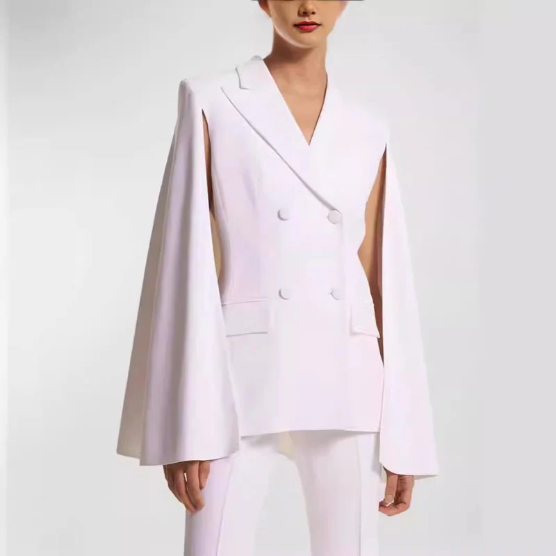 Damen Doppelreihiger Blazer mit Cape-Ärmeln und taillierter Silhouette Nord Taschen