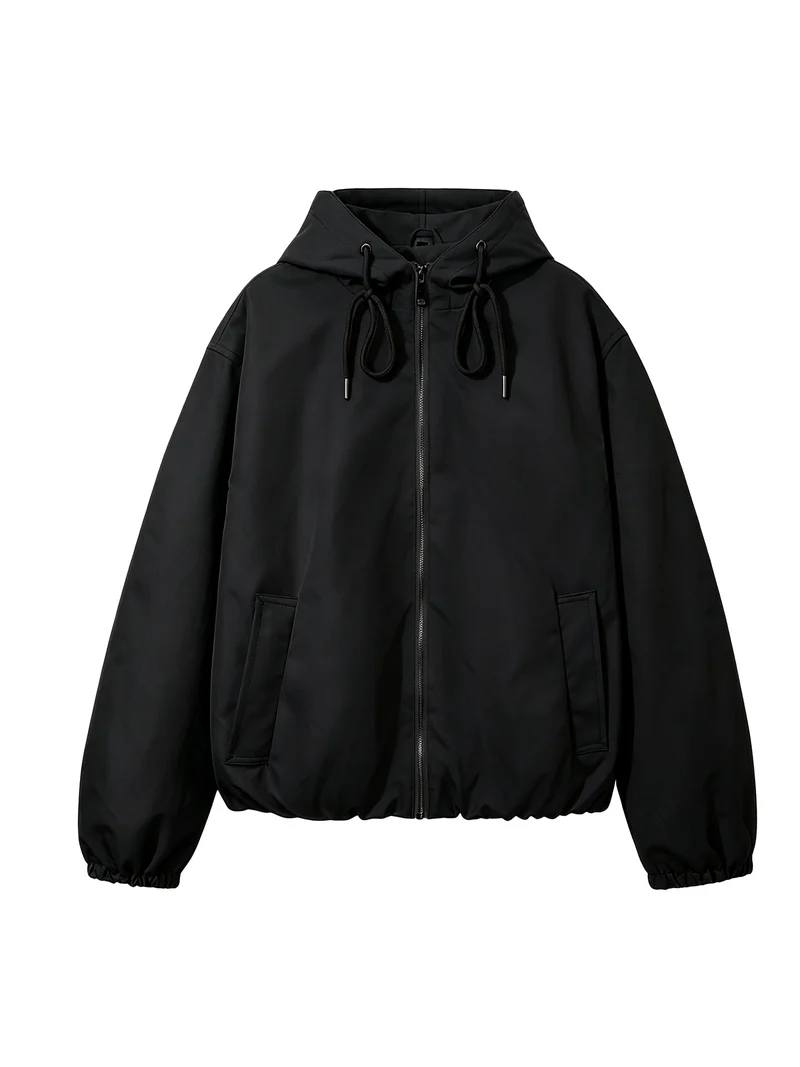 Damen Kapuzen-Bomberjacke mit gerafftem Saum und Eingrifftaschen Nord Taschen
