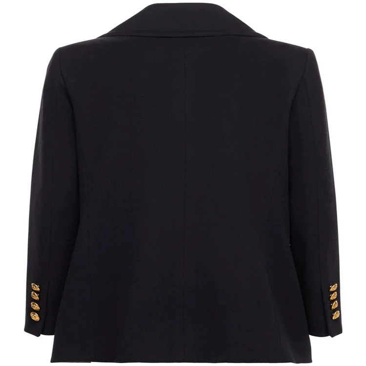 Damen Kurzer Zweireihiger Wollmix-Peacoat mit goldenen Zierrundknöpfen und taillierter Silhouette Nord Taschen
