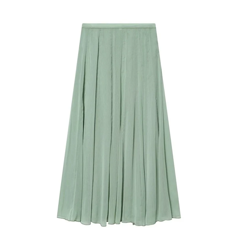 Damen Maxirock aus plissiertem Chiffon mit hohem Bund und fließender A-Linie Nord Taschen