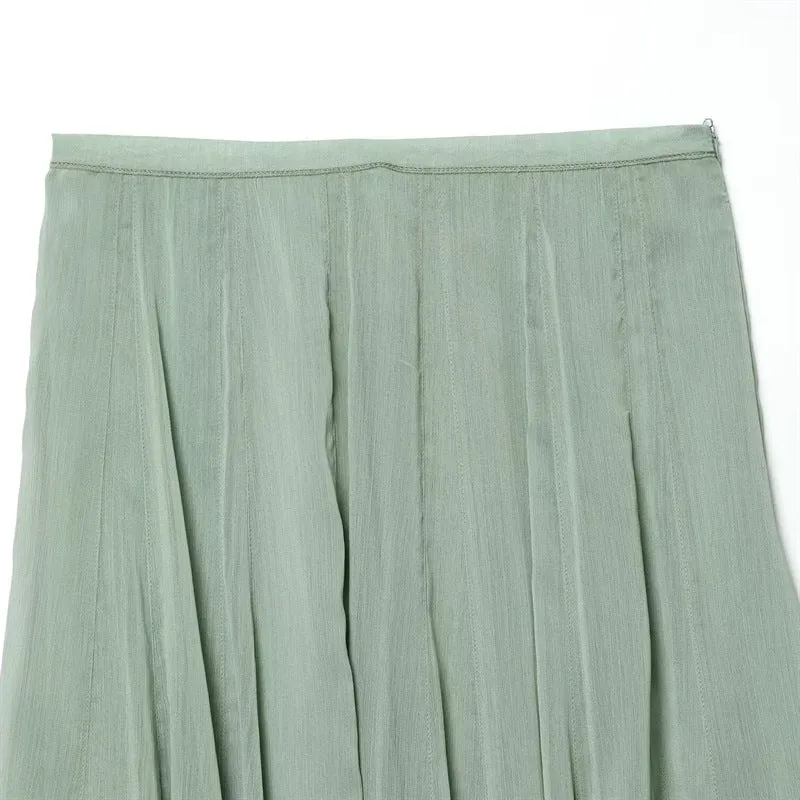 Damen Maxirock aus plissiertem Chiffon mit hohem Bund und fließender A-Linie Nord Taschen
