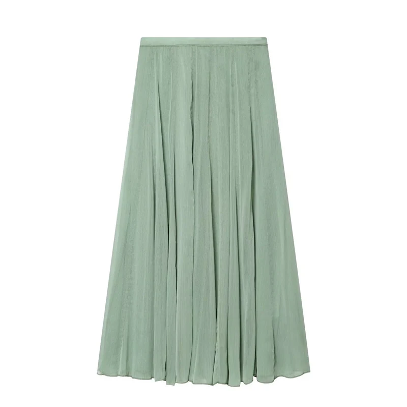 Damen Maxirock aus plissiertem Chiffon mit hohem Bund und fließender A-Linie Nord Taschen