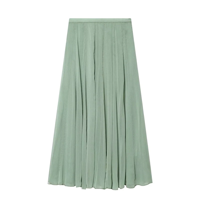 Damen Maxirock aus plissiertem Chiffon mit hohem Bund und fließender A-Linie Nord Taschen