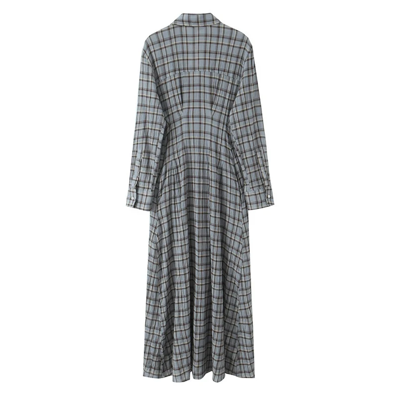Damen Maxikleid im Hemdblusenstil mit durchgehender Knopfleiste und taillierter Faltenpartie Nord Taschen