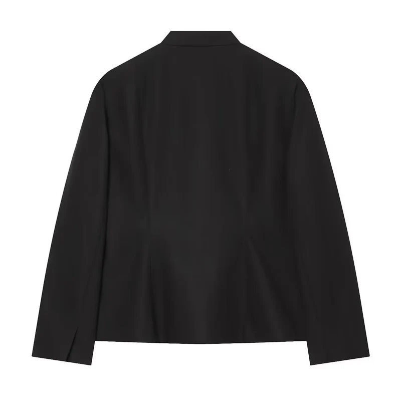 Damen Mandarinkragen Kurzblazer mit chinesischen Knotenverschlüssen Nord Taschen