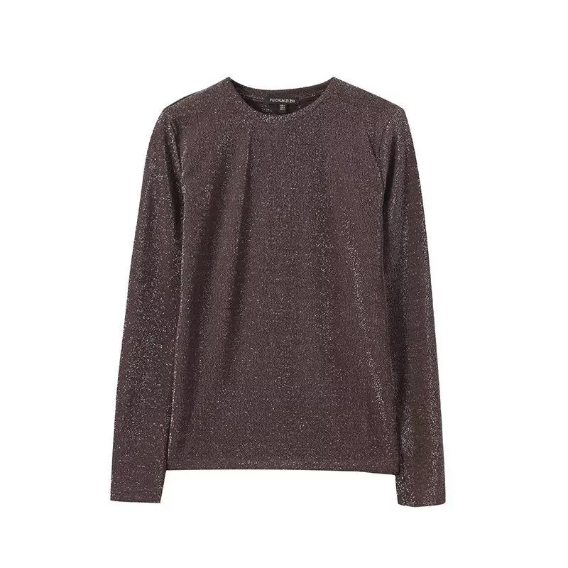 Damen Lurex-Feinstrick Longsleeve mit Rundhalsausschnitt und dezent schimmernder Oberfläche Nord Taschen