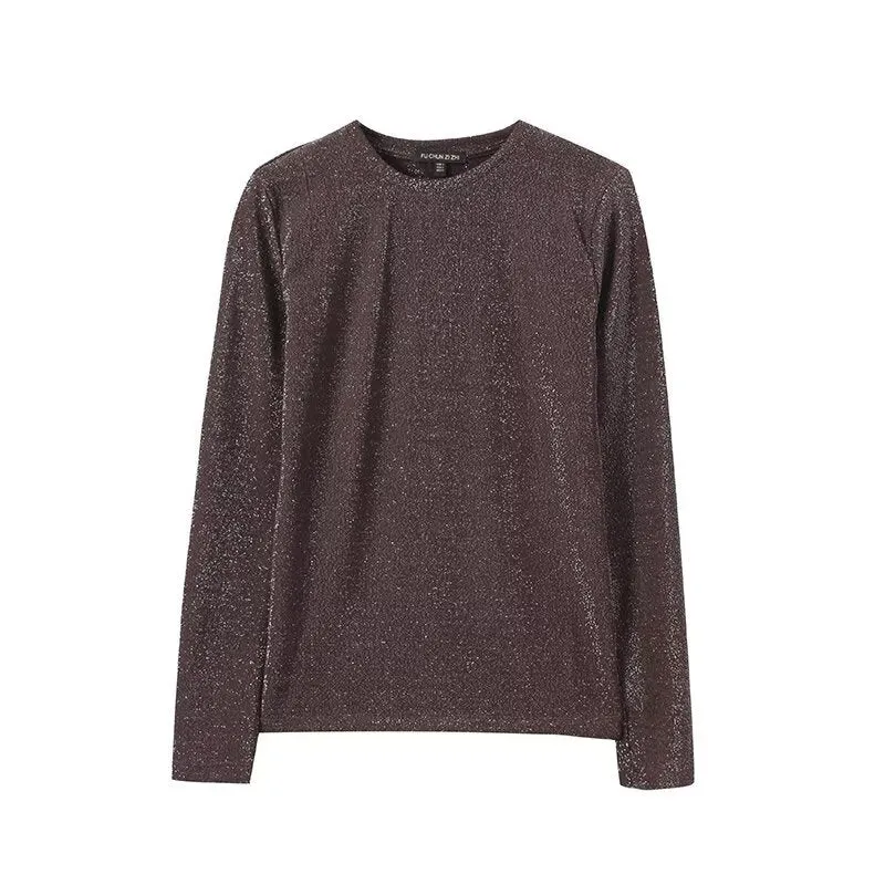Damen Lurex-Feinstrick Longsleeve mit Rundhalsausschnitt und dezent schimmernder Oberfläche Nord Taschen