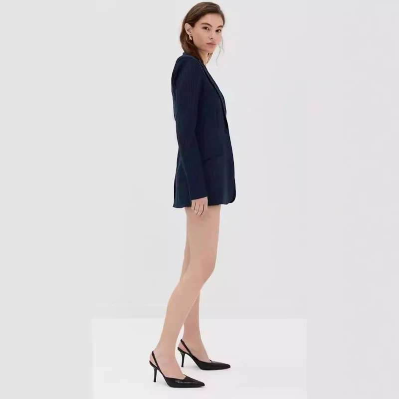 Damen Mini‑Blazerkleid im Nadelstreifen‑Tailoring mit tiefem Schalkragen Nord Taschen