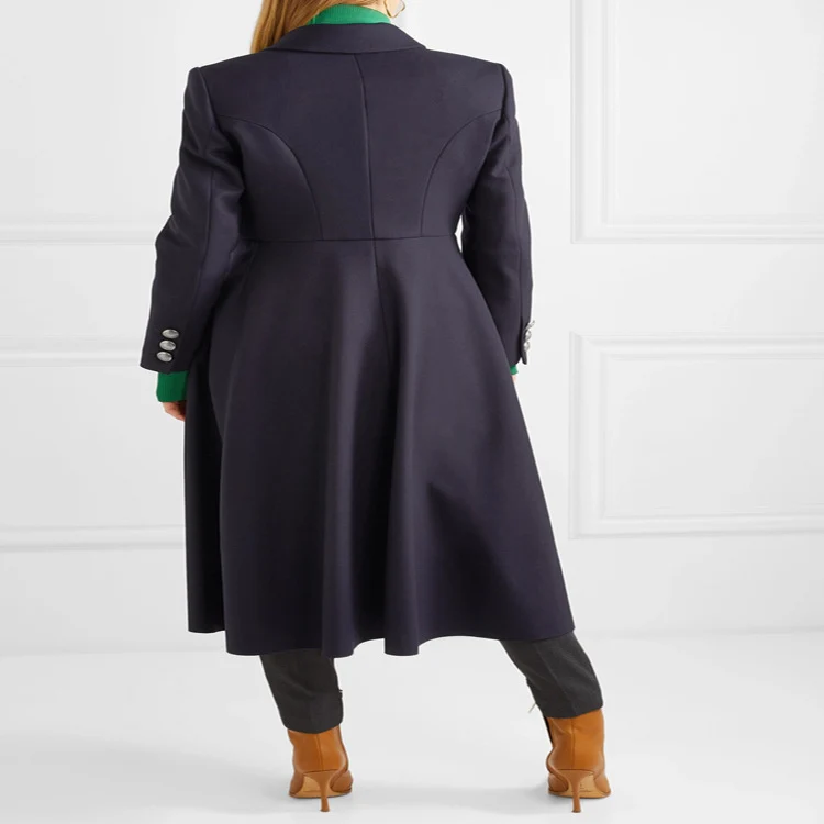 Damen Militärischer Longcoat aus Wollmix mit markanter Knopfleiste und Pattentaschen Nord Taschen
