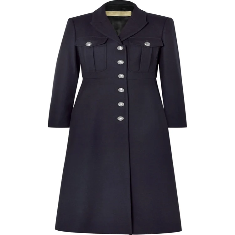 Damen Militärischer Longcoat aus Wollmix mit markanter Knopfleiste und Pattentaschen Nord Taschen