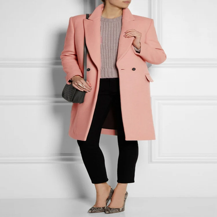 Damen Midilanger Wollmix-Mantel mit minimalistischer Einreiher-Front und Pattentaschen Nord Taschen