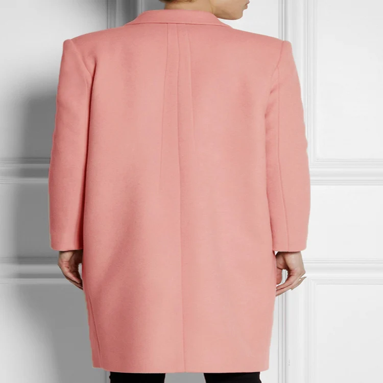 Damen Midilanger Wollmix-Mantel mit minimalistischer Einreiher-Front und Pattentaschen Nord Taschen