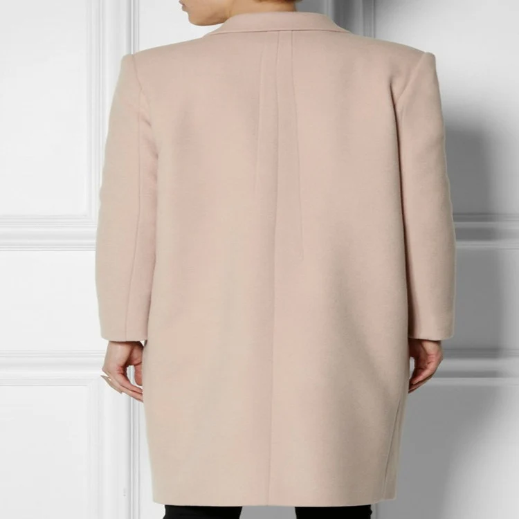 Damen Midilanger Wollmix-Mantel mit minimalistischer Einreiher-Front und Pattentaschen Nord Taschen