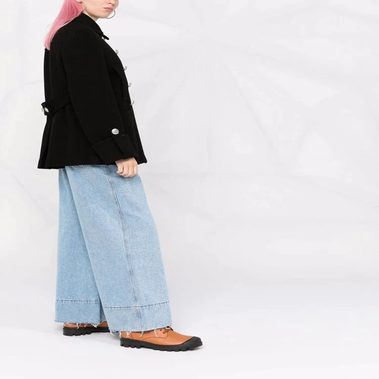 Damen Kurzer Boxy‑Wollmix‑Mantel im Military‑Look mit Zierrundknöpfen Nord Taschen