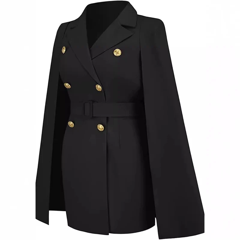 Damen Kurzblazerkleid mit Cape-Ärmeln und doppelreihiger Zierknopfleiste Nord Taschen