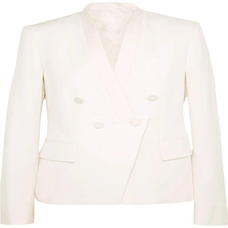 Damen Couture-Zweireiher-Blazer mit minimalistischem Schalkragen und nahtverdeckten Stoffknöpfen Nord Taschen