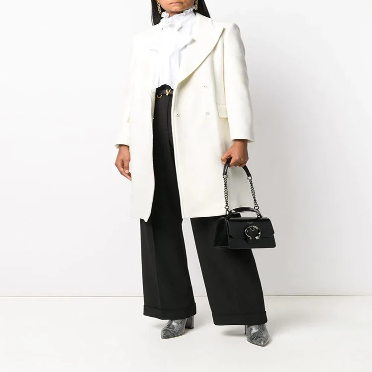 Damen Clean-Cut Longmantel mit überschnittenem Revers und klarer Tailoring‑Silhouette Nord Taschen