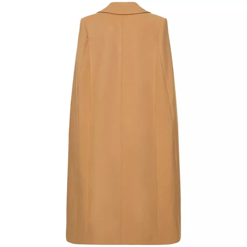 Damen Cape-inspirierter Maxilanger Mantel aus Wollmix mit schmalem Revers Nord Taschen
