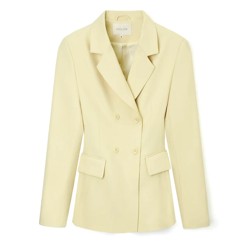 Damen Doppelreihiger taillierter Business‑Blazer mit Pattentaschen und fallendem Revers Nord Taschen