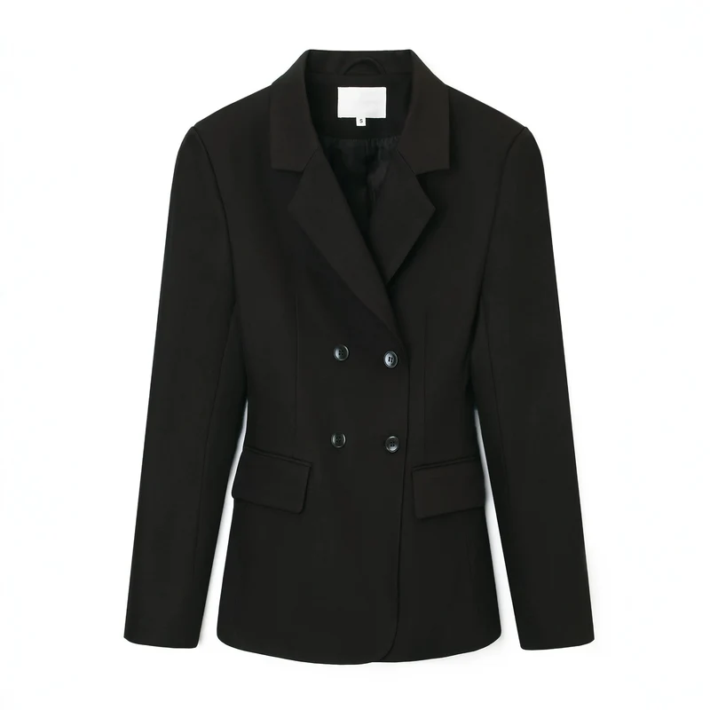 Damen Doppelreihiger taillierter Business‑Blazer mit Pattentaschen und fallendem Revers Nord Taschen