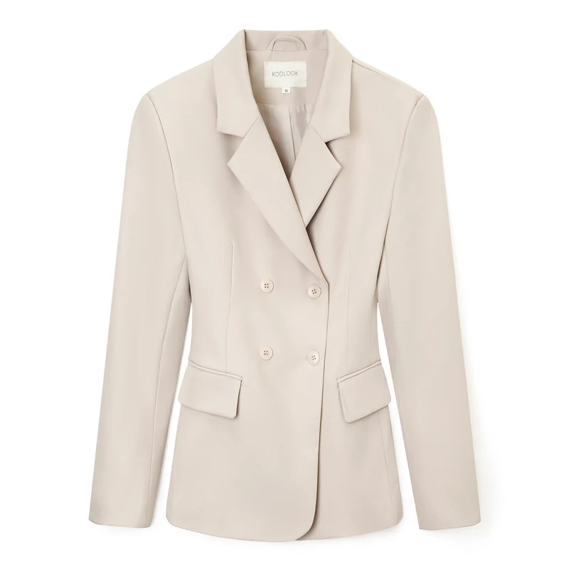 Damen Doppelreihiger taillierter Business‑Blazer mit Pattentaschen und fallendem Revers Nord Taschen