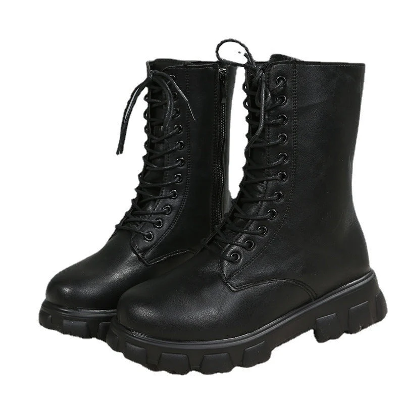 Damen moderne Schnürstiefel mit rutschfester Sohle und seitlichem Reißverschluss Nord Taschen