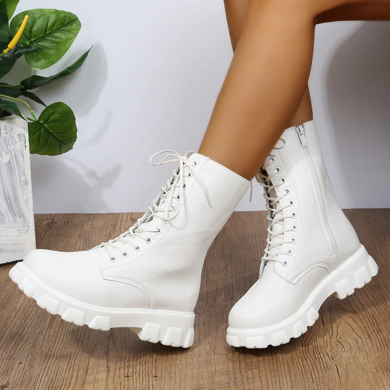 Damen moderne Schnürstiefel mit rutschfester Sohle und seitlichem Reißverschluss Nord Taschen