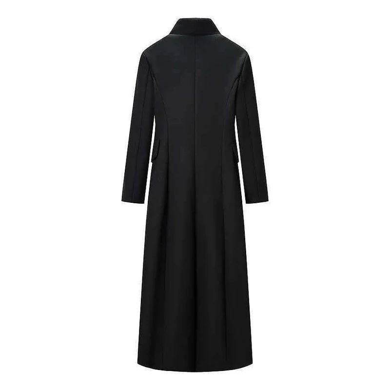 Damen Taillierter Longline-Mantel mit betonter Schulterpartie und Ein-Knopf-Verschluss Nord Taschen