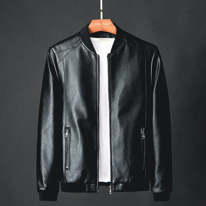 Stylische Herren-Lederjacke aus Kunstleder mit präzisen Details