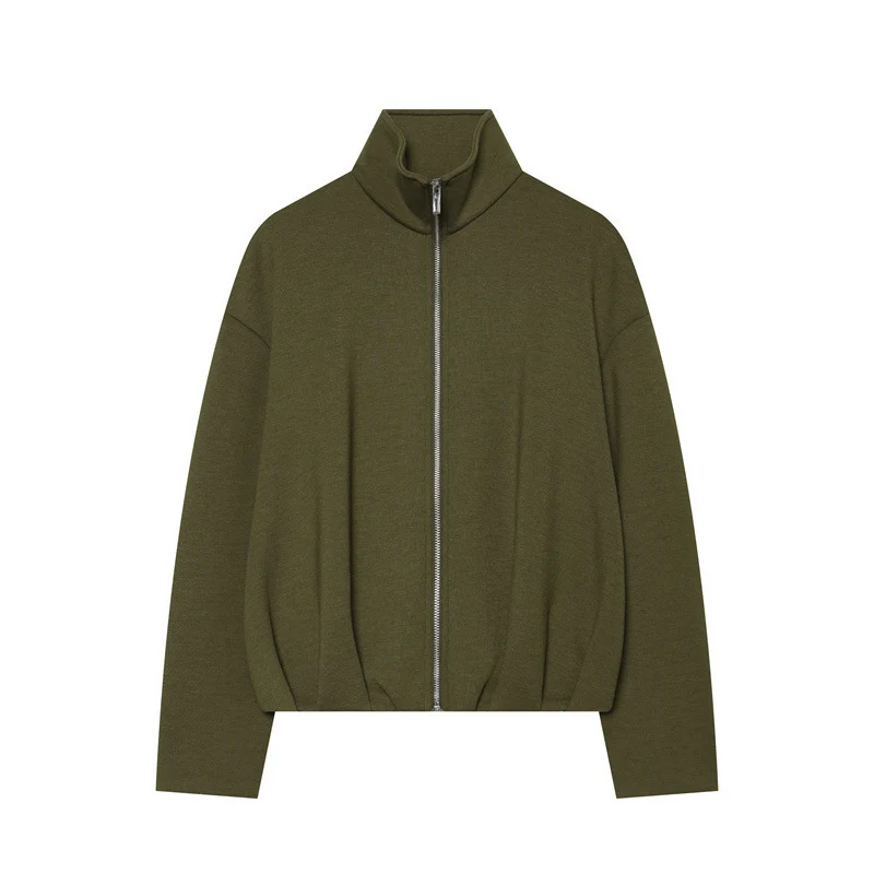 Damen Leichter Zip-Cardigan mit Stehkragen und kastiger Silhouette Nord Taschen