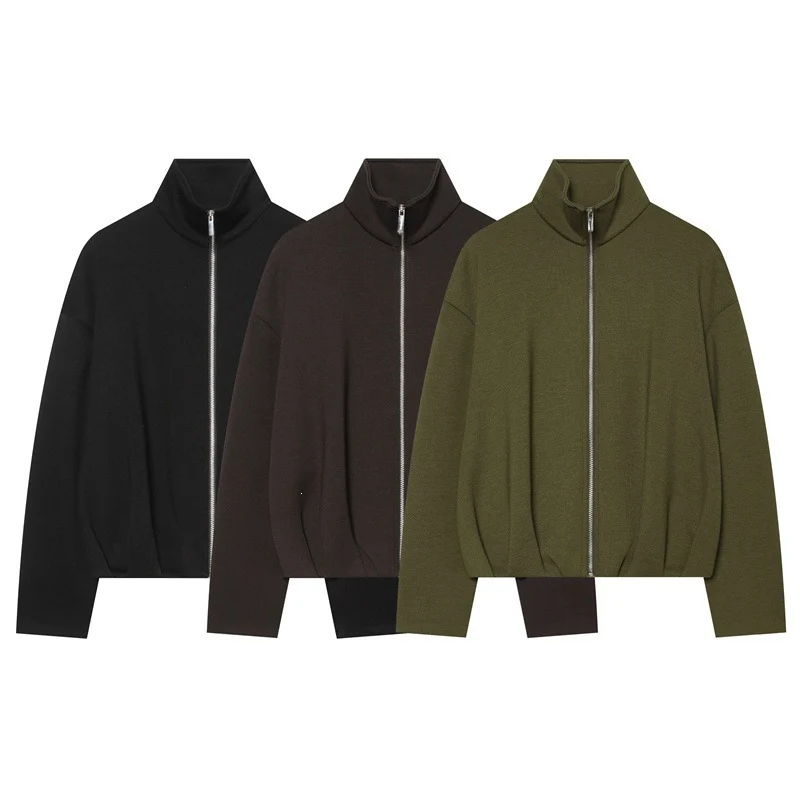 Damen Leichter Zip-Cardigan mit Stehkragen und kastiger Silhouette Nord Taschen