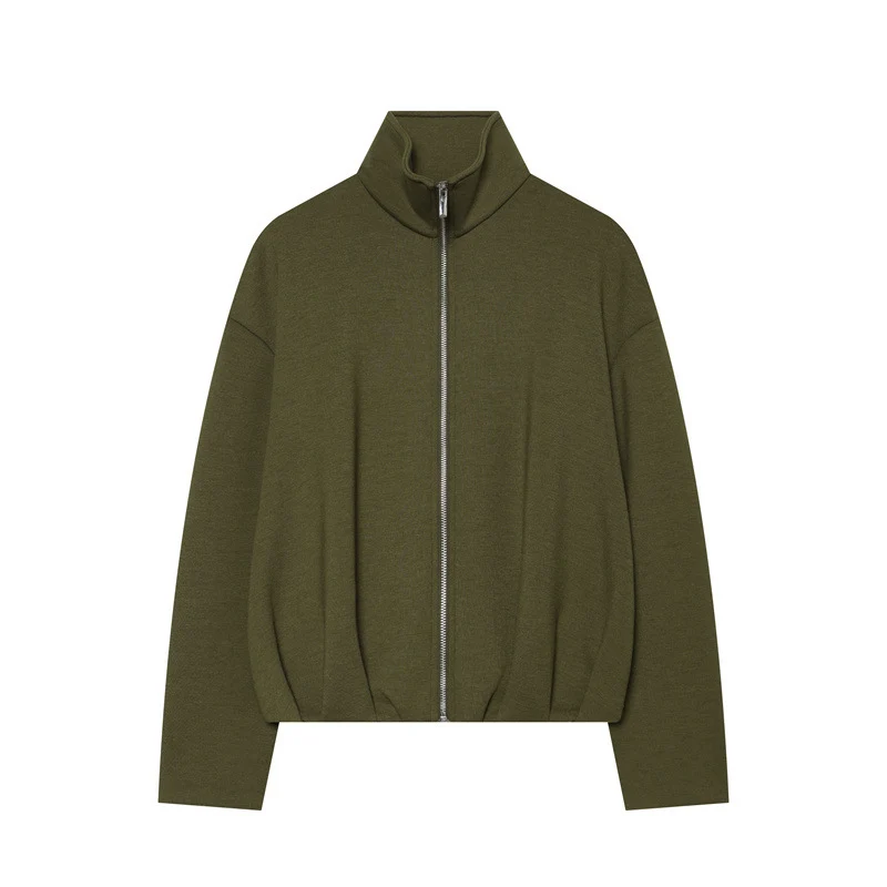 Damen Leichter Zip-Cardigan mit Stehkragen und kastiger Silhouette Nord Taschen