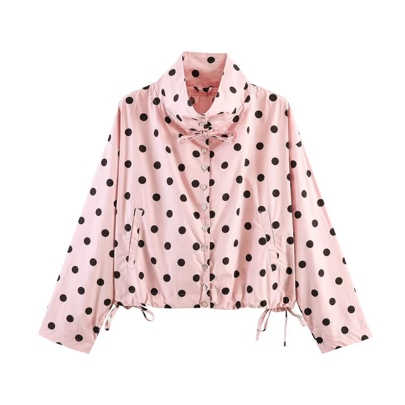 Damen Leichte Windjacke mit Stehkragen, Bindeschleife und Kordelzug Nord Taschen