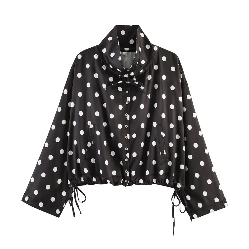 Damen Leichte Windjacke mit Stehkragen, Bindeschleife und Kordelzug Nord Taschen