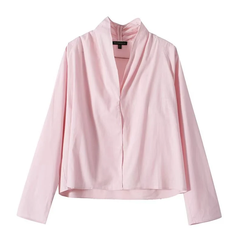 Damen Leichte Viskose‑Bluse mit offenem Schalkragen und kastiger Silhouette Nord Taschen