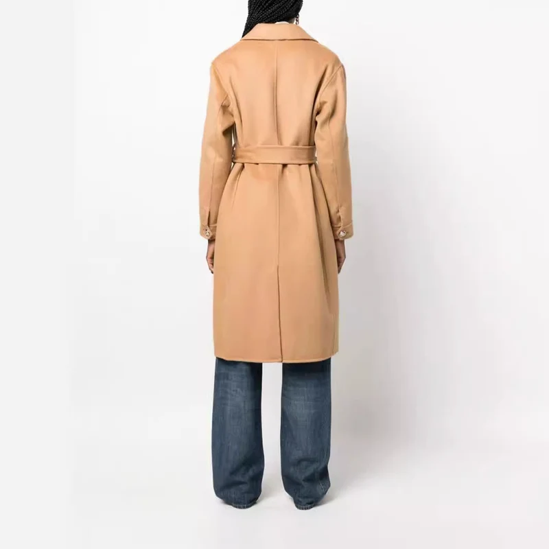Damen Midilanger Wickelmantel im Clean‑Cut aus Woll‑Kaschmirmix mit Bindegürtel Nord Taschen