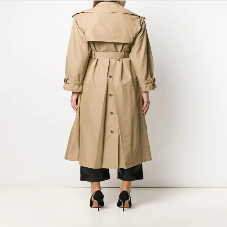 Damen Midilanger Trenchcoat im A‑Linien‑Schnitt mit Taillengürtel und Epauletten Nord Taschen