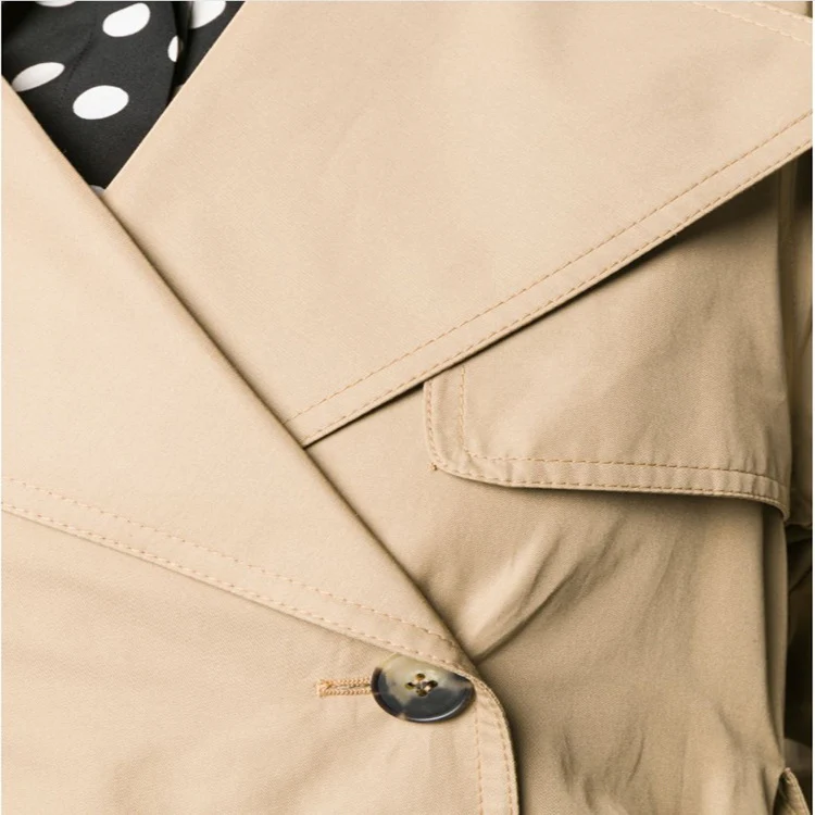 Damen Midilanger Trenchcoat im A‑Linien‑Schnitt mit Taillengürtel und Epauletten Nord Taschen