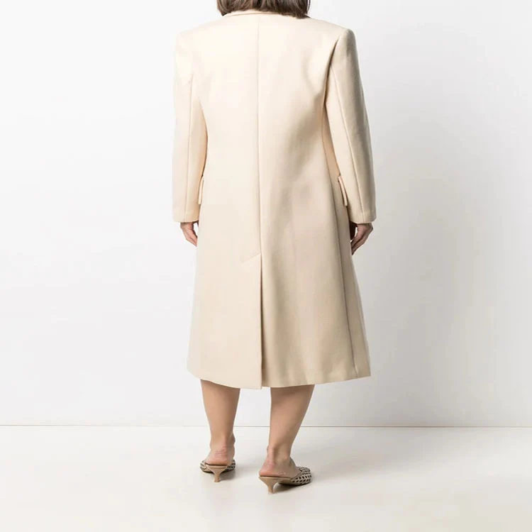 Damen Midilanger Tailoring-Mantel aus Wollmix mit schmalem Revers und kaschierendem Fall Nord Taschen