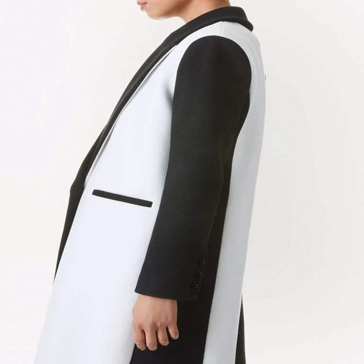Damen Taillierter Midi‑Longcoat im Clean‑Tailoring mit kontrastiertem Innenfutter und Schalkragen Nord Taschen