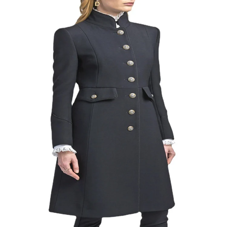 Damen Taillierter Mantel im Uniform‑Tailoring mit Stehkragen, Zierknopfleiste und Pattentaschen Nord Taschen