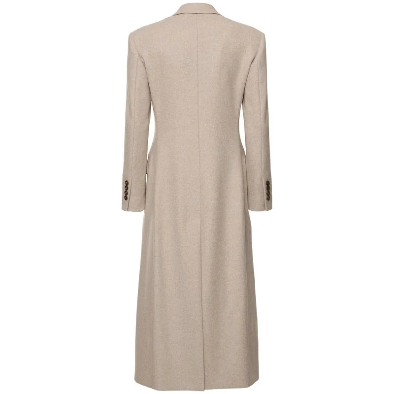 Damen Taillierter Longline Wollmixmantel mit schlanker Silhouette und Einreihiger Knopfleiste Nord Taschen