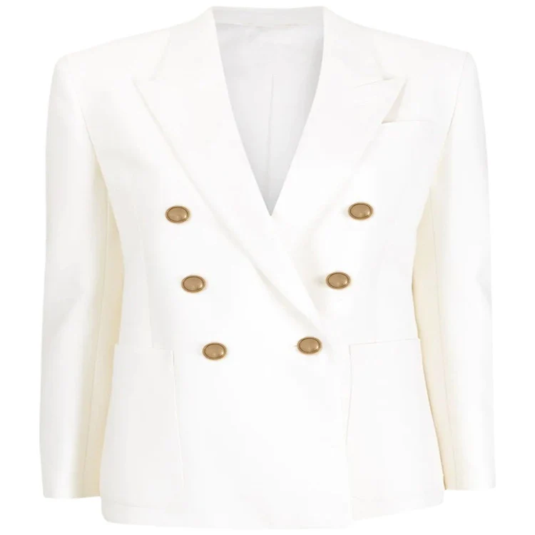 Damen Boxy-Zweireiher-Blazer im Clean-Tailoring mit strukturierten Schultern Nord Taschen