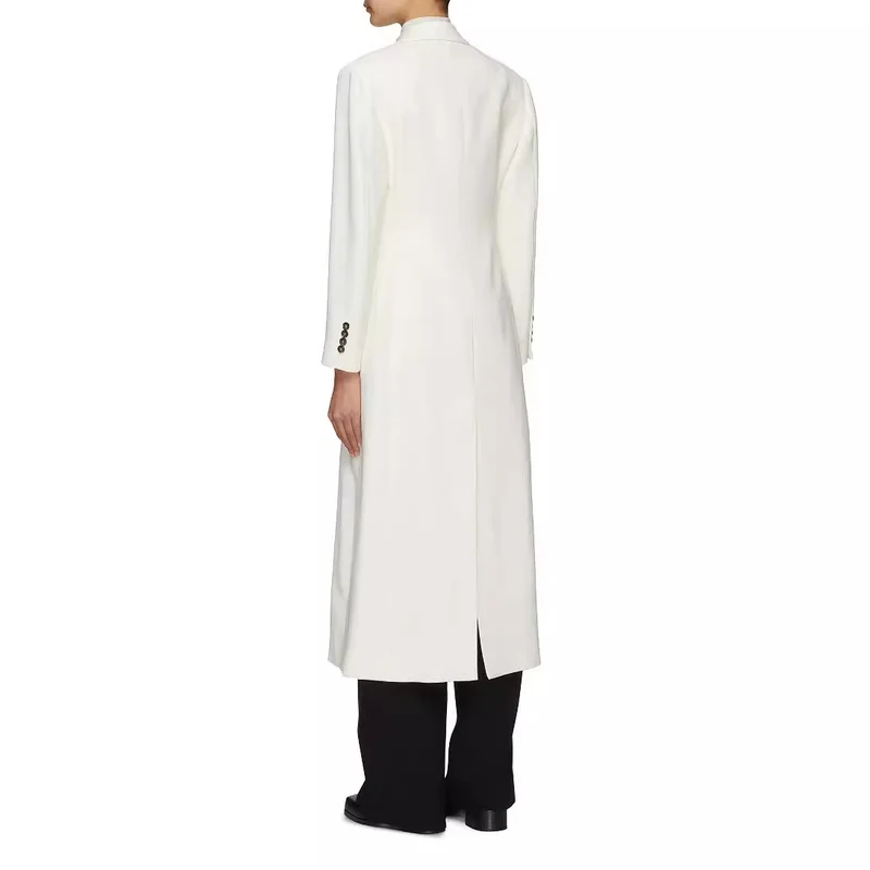 Damen Bodenlanger Schnittblazer-Mantel mit strukturierter Tailoring‑Silhouette Nord Taschen