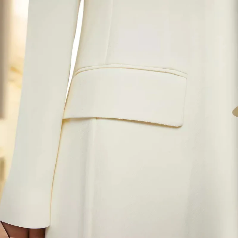 Damen Bodenlanger Schnittblazer-Mantel mit strukturierter Tailoring‑Silhouette Nord Taschen