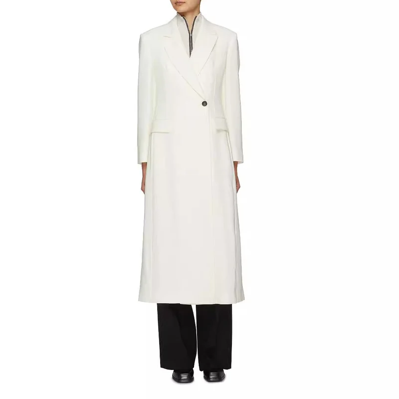 Damen Bodenlanger Schnittblazer-Mantel mit strukturierter Tailoring‑Silhouette Nord Taschen