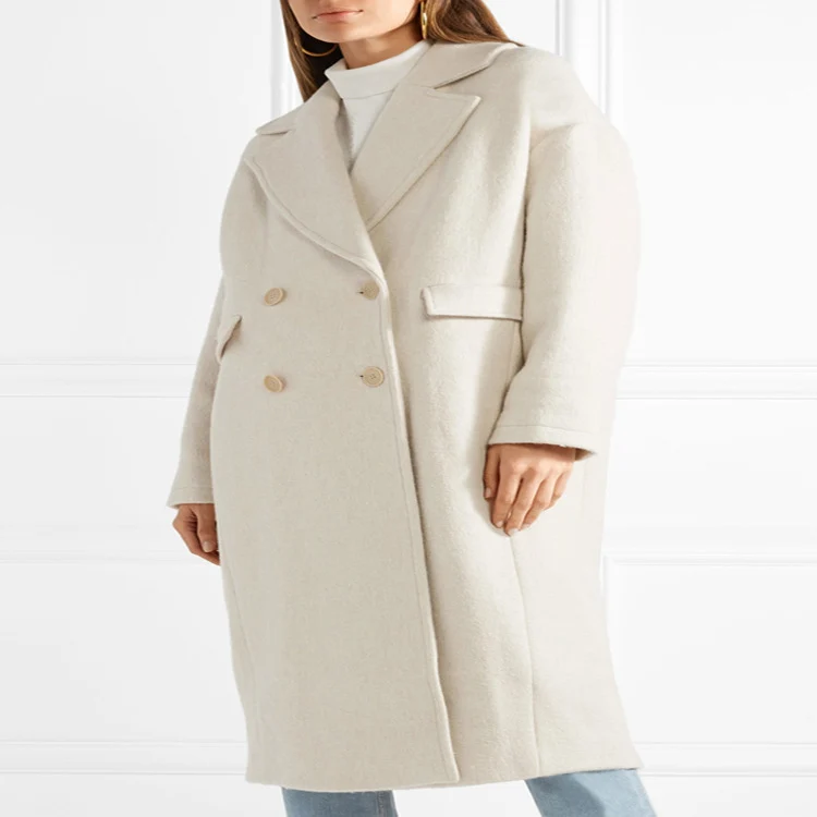 Damen Bodenlanger Relaxed-Fit Wollmix-Mantel mit soften Schultern und Seitenschlitz Nord Taschen