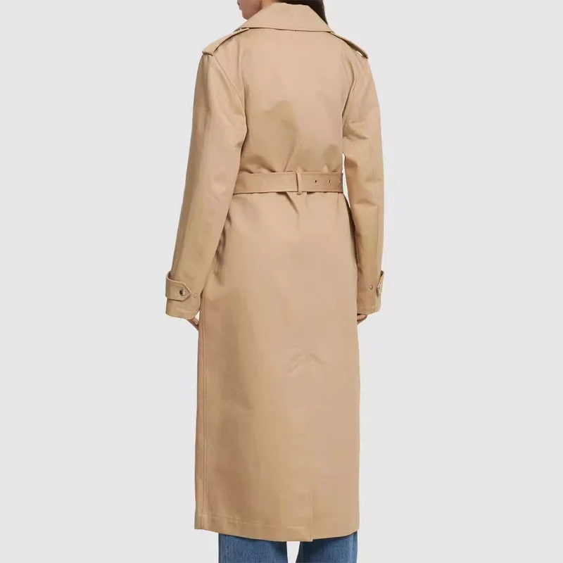 Damen bodenlanger Oversize-Trenchcoat mit Reißverschluss und weitem Schalkragen Nord Taschen
