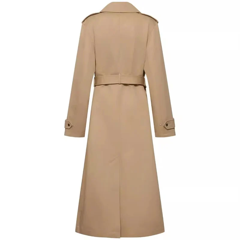 Damen bodenlanger Oversize-Trenchcoat mit Reißverschluss und weitem Schalkragen Nord Taschen