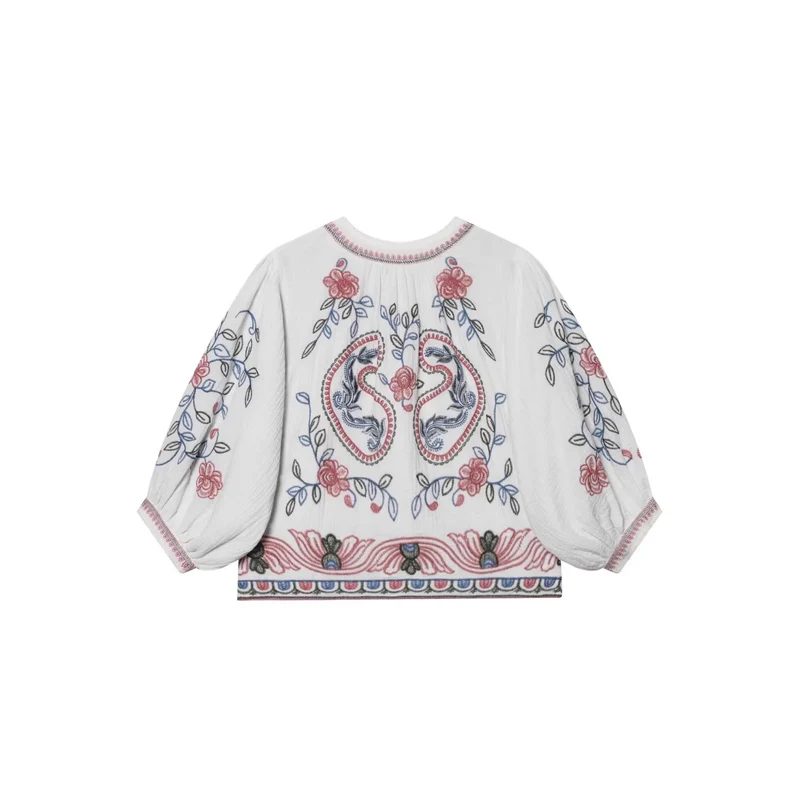 Damen Gestepptes Kimono-Jäckchen mit floraler Stickerei Nord Taschen